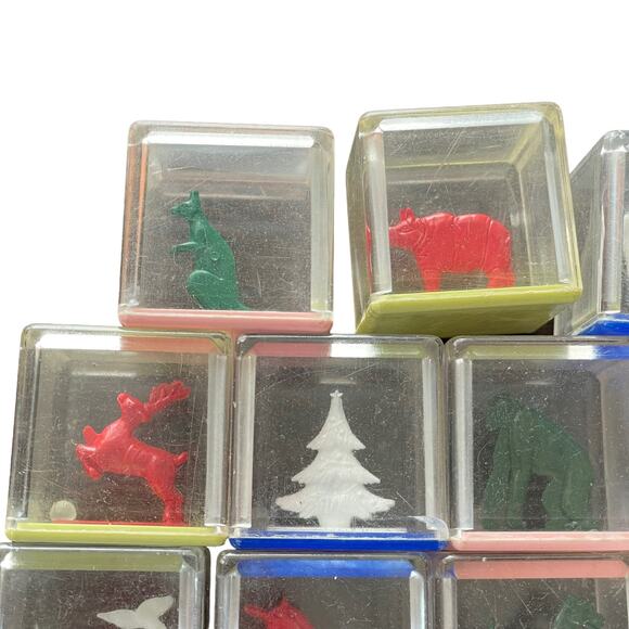 Vintage Kusan Koo Zoo Clear Plastic Blocks Animals Rattle Inside 1950s Toy READ - Picture 15 of 16